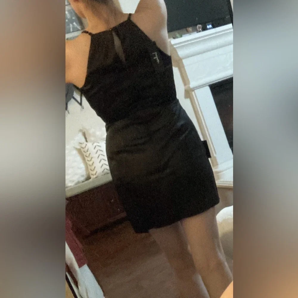 NWT Lulus Black Dress Satin Short Mini What a Stunner Size M Medium - Picture 7 of 11